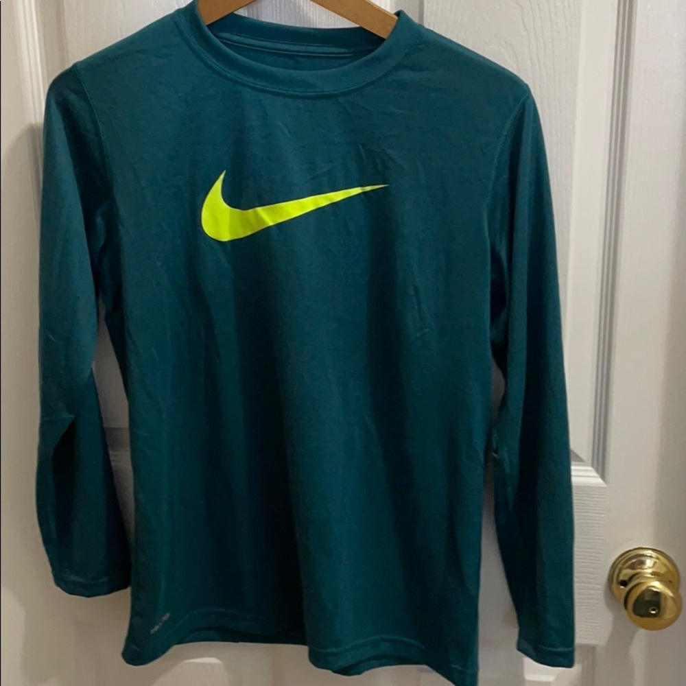 Nike Kids Long Sleeve Shirt - Teal and Yellow